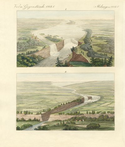 Nad wodospadem Niagara i jego otoczeniem (kolorowy grawerunek) autorstwa German School
