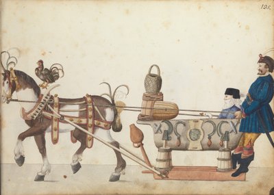 Korowód sań w paradzie, ok. 1640 (pióro i atrament, akwarela i wash) autorstwa German School