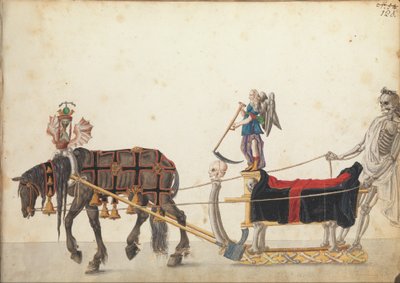Korowód sań w paradzie, ok. 1640 (pióro i atrament, akwarela i wash) autorstwa German School