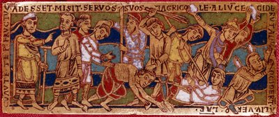 Przypowieść o pracownikach winorośli lub przypowieść o pracownikach godziny jedenastej. Tabliczka emaliowana na miedzi. Szkoła Rhenane. XII wiek. Florencja, Nazionale Museo del Bargello autorstwa German School