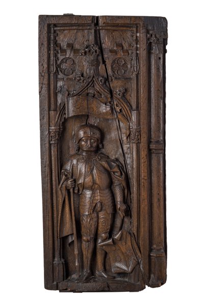 Końcówka do cybucha przedstawiająca św. Kwiryna z Neuss, ok. 1485-1515 (dąb) autorstwa German School