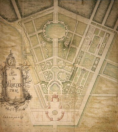 Plan Wilhelmsthal (pióro, tusz i akwarela na papierze) autorstwa German School