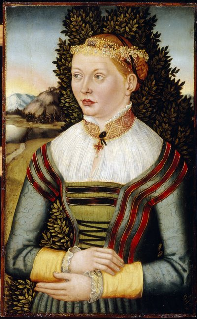 Portret kobiety (Portret kobiety). Obraz mistrza z Niemiec wschodnich (czynny XVI w.), olej na drewnie autorstwa German School