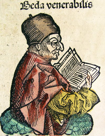 Portret Bedy (673-735), opublikowany w Kronice norymberskiej, 1493 autorstwa German School