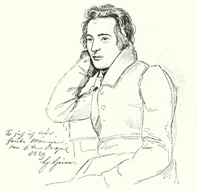 Portret niemieckiego poety i pisarza Heinricha Heinego jako młodzieńca (rycina) autorstwa German School