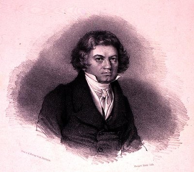Portret Ludwiga van Beethovena (1770-1827) rytowany przez Faustina Herra (lito) autorstwa German School