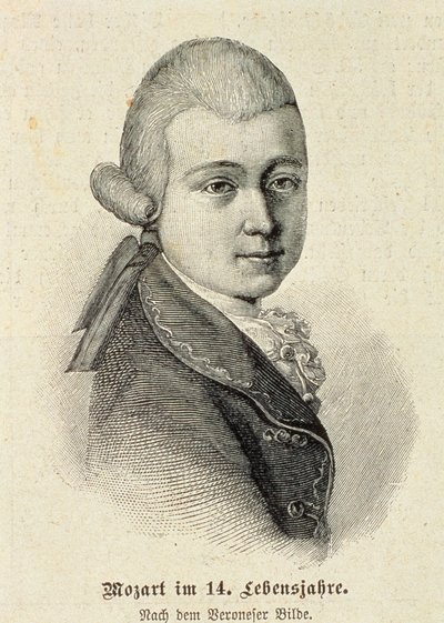 Portret Wolfganga Amadeusza Mozarta (1756-91) autorstwa German School