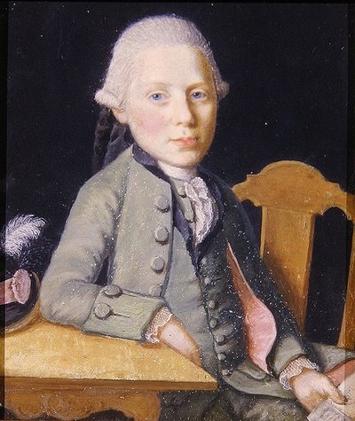 Portret siedzącego młodego mężczyzny trzymającego list, ok. 1750 (gwasz na papierze) autorstwa German School