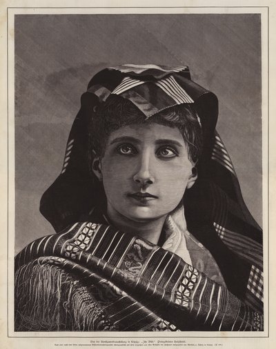 Portret kobiety, drzeworyt nagrodzony na wystawie sztuki i rzemiosła, Lipsk, Niemcy autorstwa German School