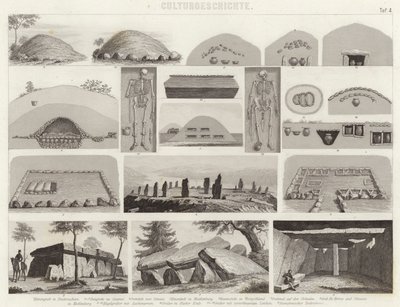Prehistoryczne komory grobowe. Ilustracja do Atlasu Bilder (grawerowanie) autorstwa German School
