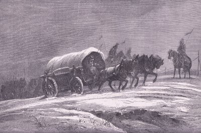 Pruski post polowy w śniegu, Cassells History of the War between France and Germany, wydany przez Cassell and Company Limited, c.1890 (lito) autorstwa German School