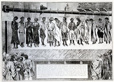Publiczna egzekucja obywateli Trypolisu, którzy sprzeciwiali się inwazji włoskiej w 1911 r., z magazynu Simplicissimus, 1912 r. autorstwa German School