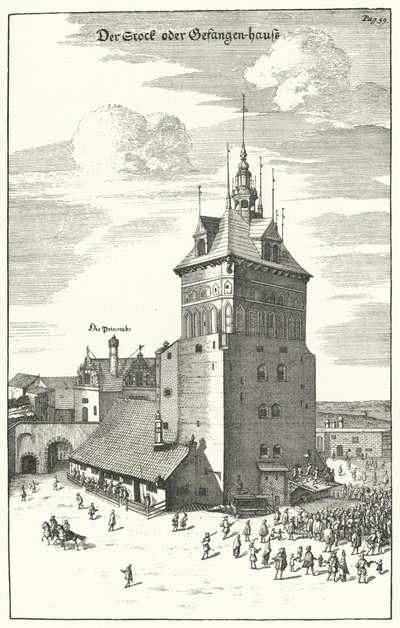 Publiczna chłosta w Gdańsku pod koniec XVII wieku (rycina) autorstwa German School