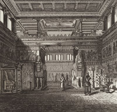 Rekonstrukcja sali króla asyryjskiego. Ilustracja do Atlasu Bilder (grawerowanie) autorstwa German School