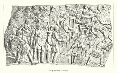 Relief z kolumny Trajana, Rzym, przedstawiający Rzymian pokonujących Daków (rycina) autorstwa German School