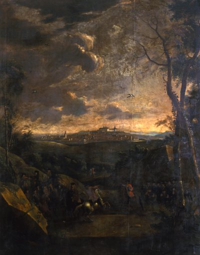 Jeździec przed widokiem na zamek Gotha i Friedenstein, 1751-1800 autorstwa German School