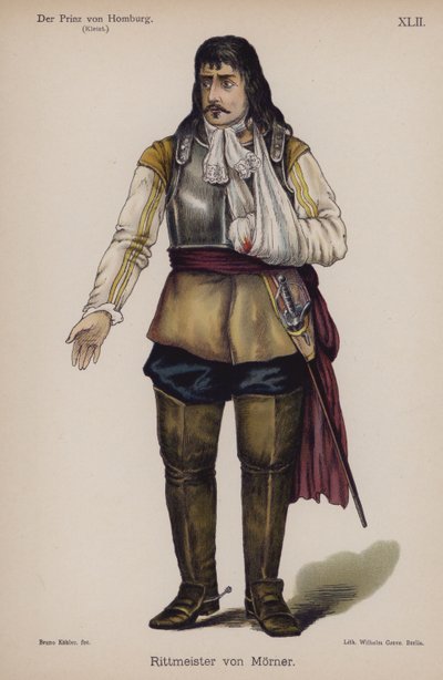 Rittmeister von Moerner, z Der Prinz von Homburg (Książę Homburg) autorstwa Heinricha von Kleista (kolor lito) autorstwa German School