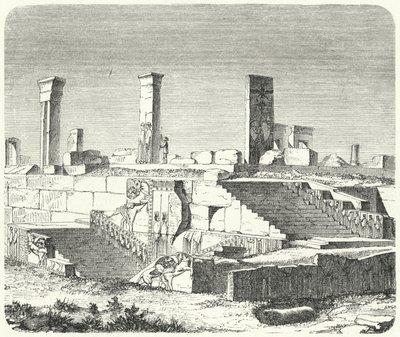 Ruiny Pałacu Kserksesa w Persepolis (rycina) autorstwa German School