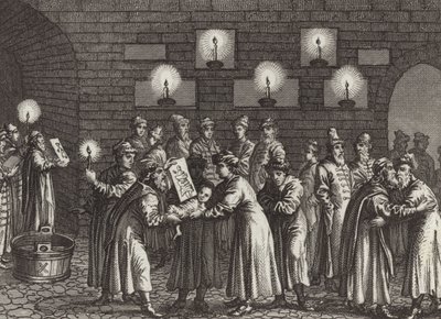 Rosyjski chrzest prawosławny. Ilustracja do Atlasu Bilder (grawerowanie) autorstwa German School