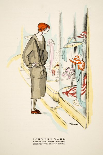 Schwere Wahl, outift Eugena Mossnera, ze Stylu, wyd. 1922 (druk pochoir) autorstwa German School