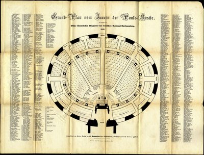 Plan miejsc Zgromadzenia Narodowego Kościoła św. Pawła, 1848 r. autorstwa German School