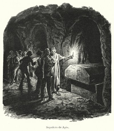 Serapeum z Sakkary, grób świętych byków Apis czczonych w starożytnym Egipcie (lito) autorstwa German School