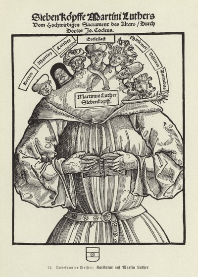 Siedem głów Marcina Lutra (litografia) autorstwa German School