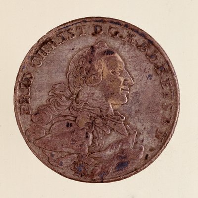 Talar srebrny (taler) Fryderyka Christiana, margrabiego Brandenburgii-Bayreuth (Fryderyk V Christian de Brandenburg-Bayreuth (Brandenburg Bayreuth) (1708-1769) 1766 śr.4 cm Neapol, museo archeologico autorstwa German School
