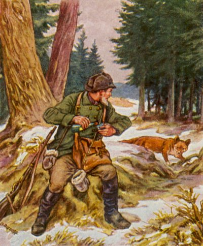 Sonntagsjager / Sunday Hunter (kolorowa litografia) autorstwa German School