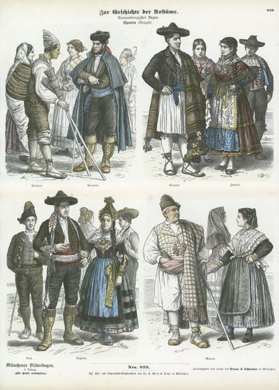 Hiszpańskie stroje regionalne, XIX w. autorstwa German School