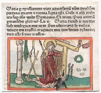 Lustrzana ludzka sprawa: Dziewica Maryja pokonująca diabła, 1400 autorstwa German School