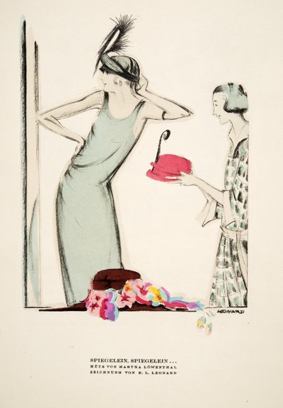 Spiegelein, Spiegelein ..., kapelusze autorstwa Marthy Lowenthal, od Styl, pub.1922 (druk pochoir) autorstwa German School