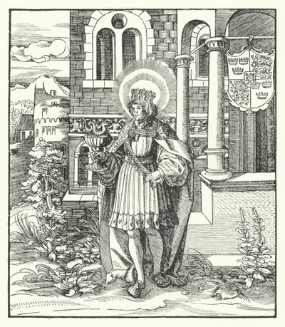 Św. Edward Męczennik, król Anglii (rycina) autorstwa German School