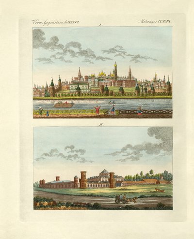 Dziwne budowle w Rosji (kolorowy grawerunek) autorstwa German School
