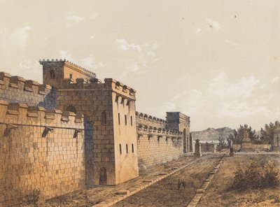 Ulica w Pompejach, Kampania, Włochy (kolorowa litografia) autorstwa German School