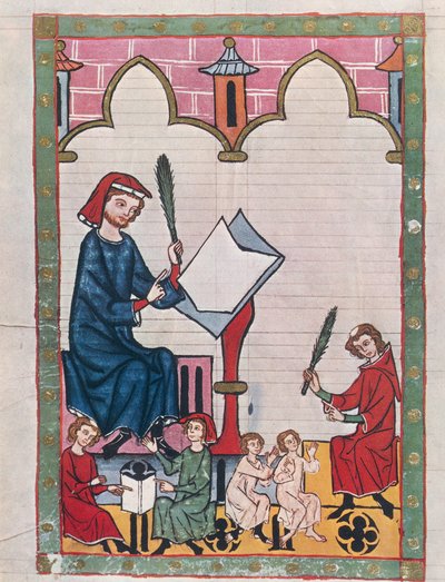 Uczniowie w klasztorze, z „Kodeksu Manesse” (welum) autorstwa German School