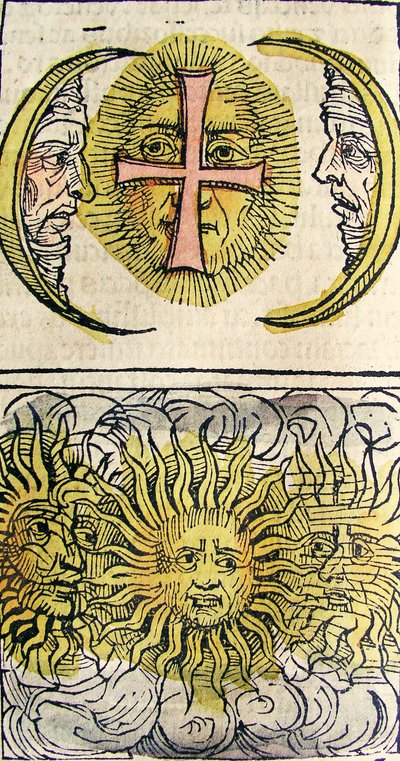 Sun Dogs and Moon Dogs, opublikowane w Kronice Norymberskiej, 1493 autorstwa German School