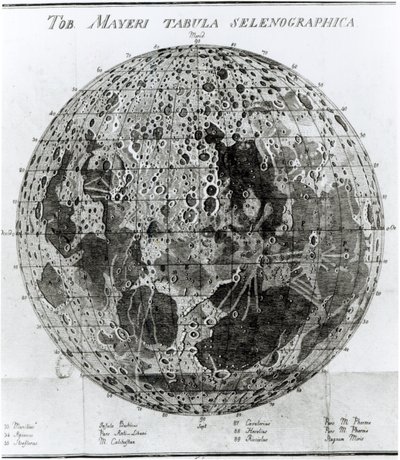 Powierzchnia Księżyca, ilustracja z Selenotopographische Fragmente autorstwa Johanna Hieronymusa Schroetera, opublikowana w 1791 r. autorstwa German School