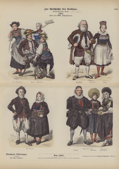 Strój szwajcarski, koniec XVIII w. (kolorowa grawerunek) autorstwa German School