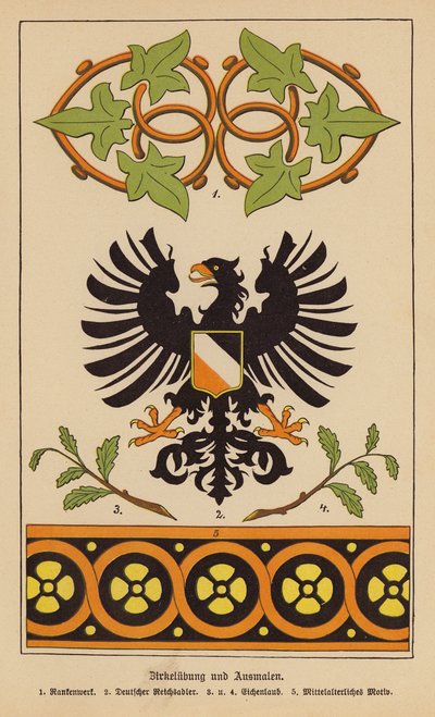 Symbole, godła i motywy (litografia kolorowa) autorstwa German School