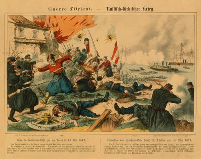 Zdobycie Suchum-Kale przez Turków podczas wojny rosyjsko-tureckiej, 15 maja 1877, opublikowane przez F.C. Wentzel, Weißenburg, 1877 autorstwa German School
