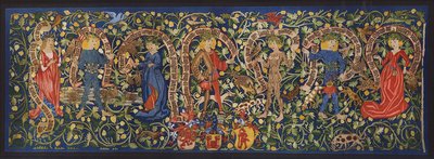 Gobelin przedstawiający wróżki, Bazylea, ok. 1490 r. (litografia barwna) autorstwa German School