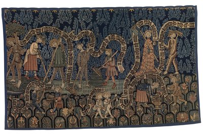 Gobelin przedstawiający lipiec, ok. 1400-25 r. (wełna i len) autorstwa German School