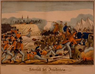 Bitwa o Fredericię podczas I wojny o Szlezwik, 6 lipca 1849, Neuruppiner Bilderbogen, wyd. Oehmigke & Riemschneider, ok. 1850 autorstwa German School