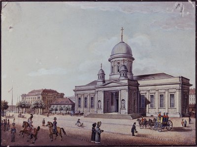 Kościół zamkowy i katedralny w Berlinie (olej na karcie) autorstwa German School