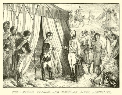 Cesarz Franciszek i Napoleon po Austerlitz autorstwa German School