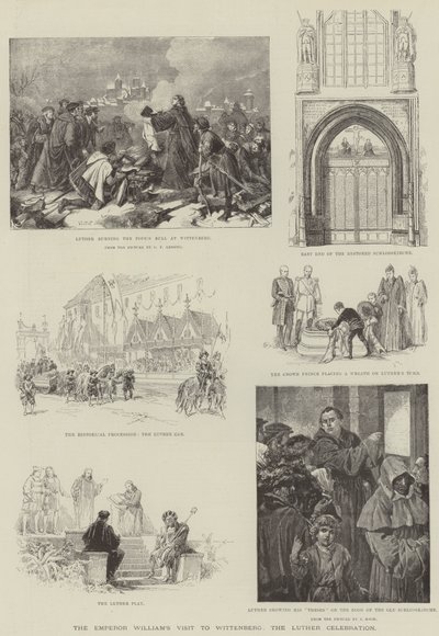 Wizyta cesarza Wilhelma w Wittenberdze, uroczystość Lutra (rycina) autorstwa German School