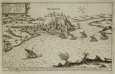 Upadek Belgradu Turkom w 1521 r., ilustracja z książki o kampaniach osmańskich w Europie, rytowana przez Paula Fursta (ok. 1605-66) autorstwa German School