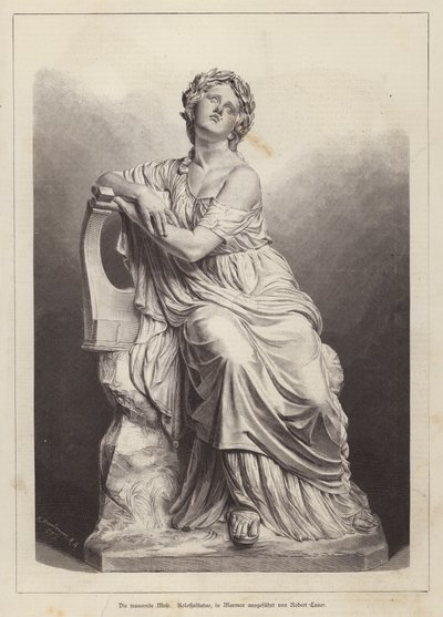 The Grieving Muse, marmurowy posąg niemieckiego rzeźbiarza Roberta Cauera Starszego (rycina) autorstwa German School