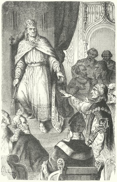 Święty cesarz rzymski Karol IV wydaje Złotą Bullę z 1356 r. (rycina) autorstwa German School